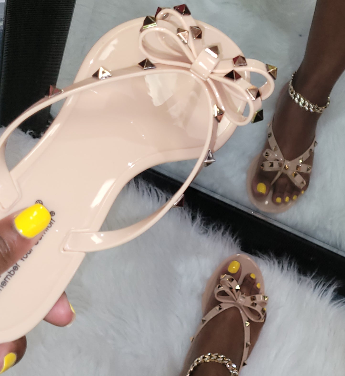 "Christa" SandalThong sandals with gold stones on the bow.
No half sizes available.
Wider feet order a size up.SandalsK Monae'sK Monae's"Christa" Sandal