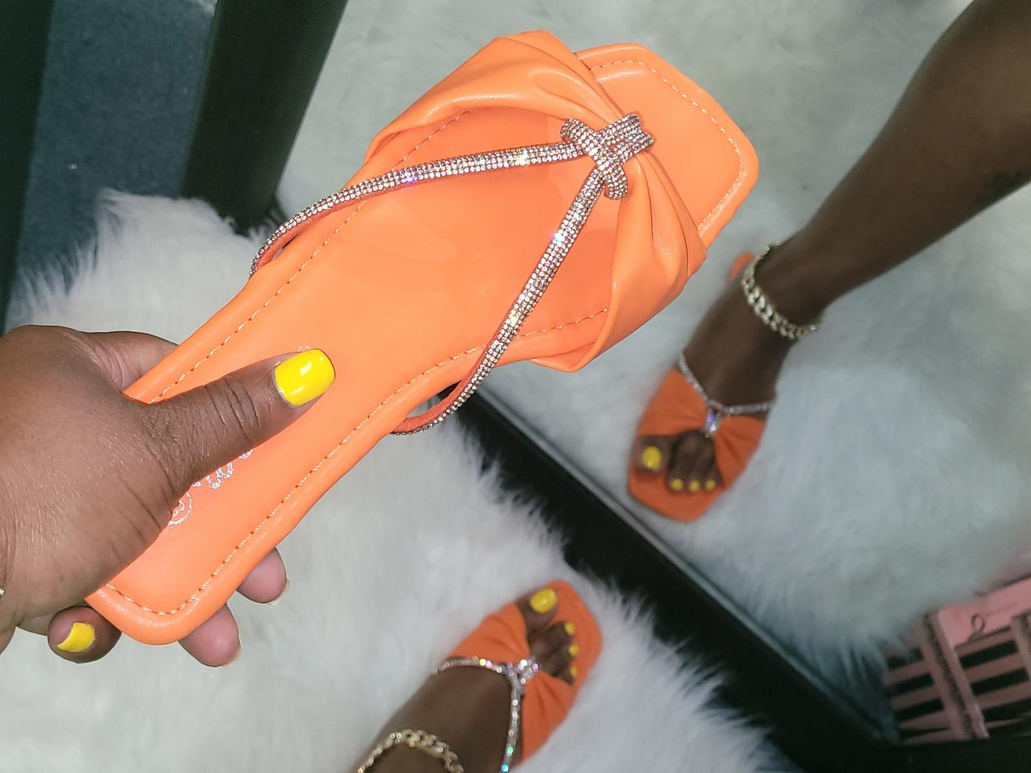 "Sophisticated" SandalBright orange sandal with rhinestones.
Comfortable for any occasion.
True to size.SandalsK Monae'sK Monae's"Sophisticated" Sandal